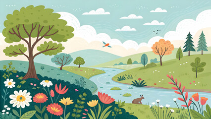 Obraz premium Landscape nature vector illustration 