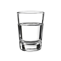 Half full shot glass of water isolated on white background