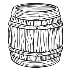 Vintage Wooden Barrel Illustration, Illustration of wooden barrel isolated on white background, logo, label, sign, poster