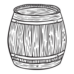 Vintage Wooden Barrel Illustration, Illustration of wooden barrel isolated on white background, logo, label, sign, poster