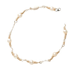 Elegant Anklet with Finely Strung Translucent Pearls Isolated on Transparent Background