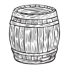 Vintage Wooden Barrel Illustration, Illustration of wooden barrel isolated on white background, logo, label, sign, poster