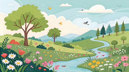 Obraz premium Landscape nature vector illustration 