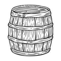 Vintage Wooden Barrel Illustration, Illustration of wooden barrel isolated on white background, logo, label, sign, poster