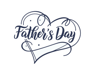 Fototapeta premium Fathers Day Heart Shaped Calligraphy Lettering Design