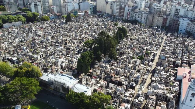 Recoleta cemetery, buenos aires, argentina, aerial view