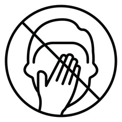 No Face Touching Vector Icon Indicating Safety