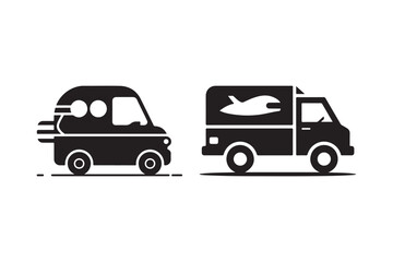 Food Delivery Vehicle Silhouette Vector