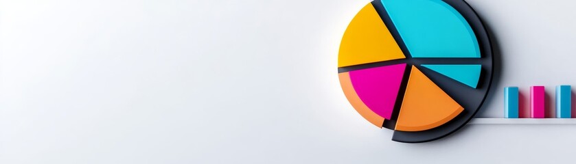 Obraz premium Colorful Pie Chart Segments on White, data , statistics