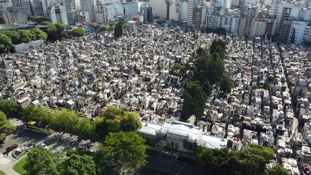 Recoleta cemetery, buenos aires, argentina, aerial view