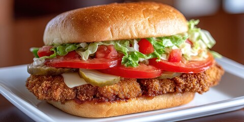 photo of delicious pork tenderloin sandwich 