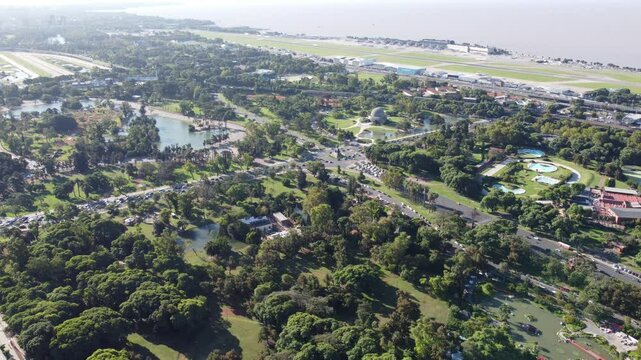 Green urban park next to the aeroparque jorge newbery airport in buenos aires, argentina