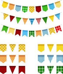 Fototapeta na wymiar set of festa junina colorful pennants. isolated colorful party pennants with different textures