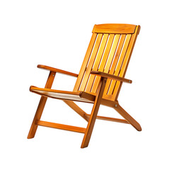 Elegant Lightweight Wooden Beach Chair with a Compartment Isolated on Transparent Background