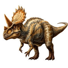 A brown triceratops on a black background