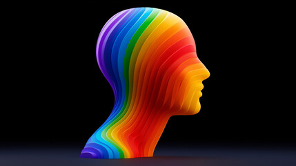 Colorful abstract face. human head silhouette with rainbow colors