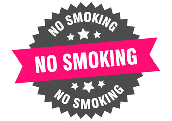 Fototapeta premium no smoking. no smoking round pink label isolated on transparent background