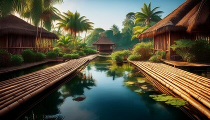 Traditionelle schwimmende Gem&uuml;sebeete in tropischer Lagune