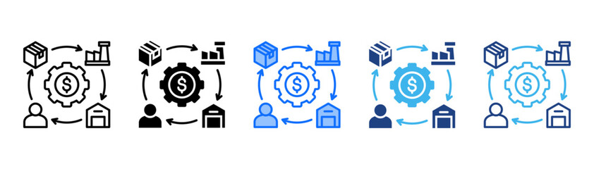 Value Chain Icon Set With Multiple Style Collection 