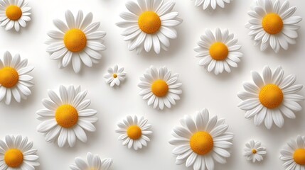 High resolution photo white daisies floral pattern