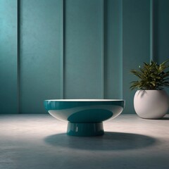 Minimalist Product Display with Elegant Pedestal and Abstract Geometric Object in Studio Setting