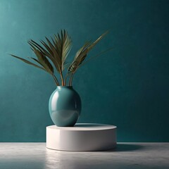 Minimalist Product Display with Elegant Pedestal and Abstract Geometric Object in Studio Setting