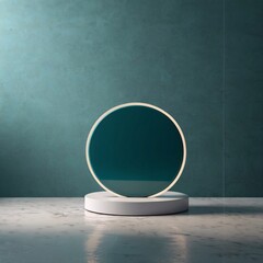 Minimalist Product Display with Elegant Pedestal and Abstract Geometric Object in Studio Setting