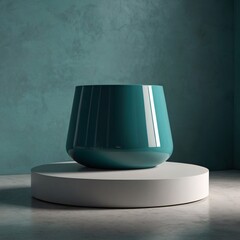 Minimalist Product Display with Elegant Pedestal and Abstract Geometric Object in Studio Setting