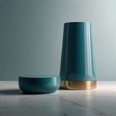Minimalist Product Display with Elegant Pedestal and Abstract Geometric Object in Studio Setting