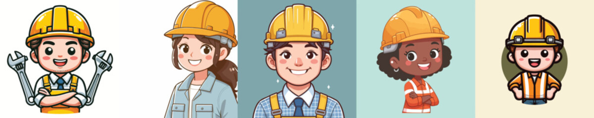 vector design of a worker smiling