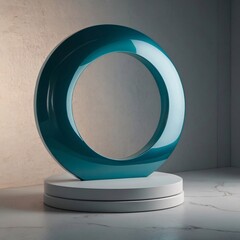 Minimalist Product Display with Elegant Pedestal and Abstract Geometric Object in Studio Setting