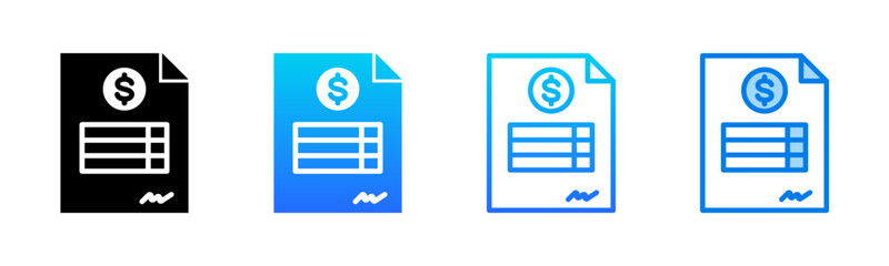 Invoices icon sheet multiple style collection