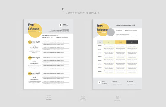 Event conference time table schedule layout