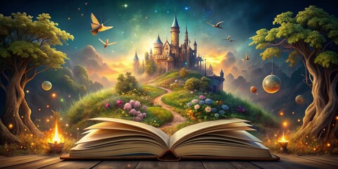 The Open Book of Dreams - A Fantasy Castle Landscape , fairytale, dream , fantasy , castle