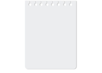 Blank Spiral Notebook Paper Mockup Isolated on Transparent Background. Minimalist spiral notebook sticky notes with blank pages