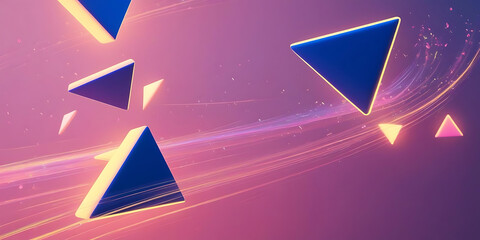 Glowing Blue and Purple Triangles on Vibrant Gradient Background

