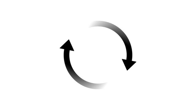 Circle arrow refresh and reload icon animation with loading progress on white background.