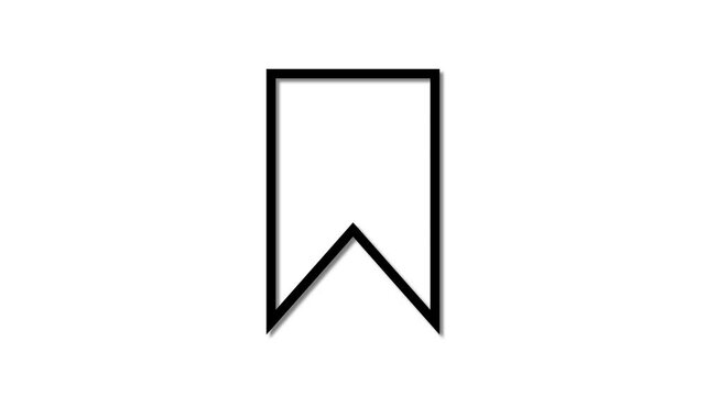 Black outline bookmark icon animation on white background.