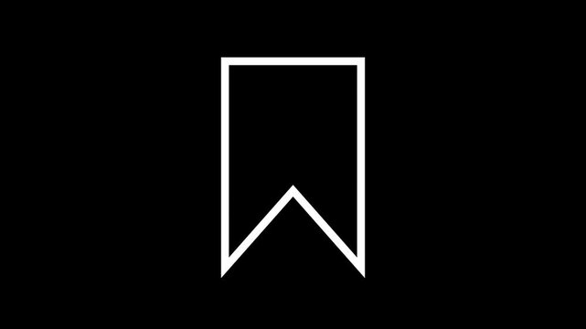 White outline bookmark icon animation on black background.