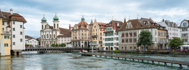 Panorama of Lucerne, Switzerland - Historic Riverside View
