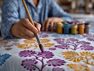 Handpainted floral pattern with vibrant paints