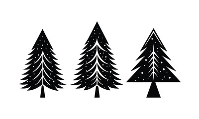 Obraz premium Stylized Pine Tree Illustrations, Unique Black & White Graphic Art Collection