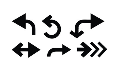 This is a vector set featuring various arrow icons and symbols for web design and business direction