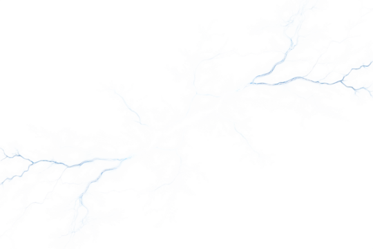 Powerful electric lightning bolt with bright blue energy striking across isolate on transparent background, PNG