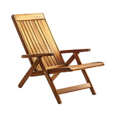 Modern Minimalist Beach Chair Crafted from Wood Isolated on Transparent Background