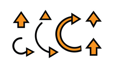 This is a vector set featuring various arrow icons and symbols for web design and business direction