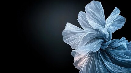  A blue flower on a black background with a blurry, centered flower image