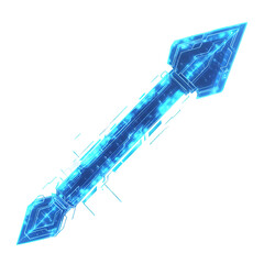 Futuristic Arrow with a Digital Pattern in Luminous Isolated on Transparent Background
