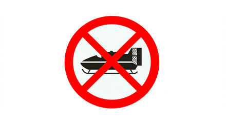 Obraz premium A red prohibition sign with a black snowmobile inside a circle and a cross through the snowmobile symbol
