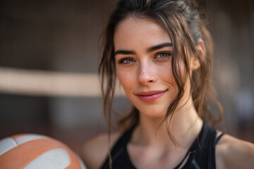 Volleyball Player Holding Ball – Athleticism, Team Spirit, and Youth Sports